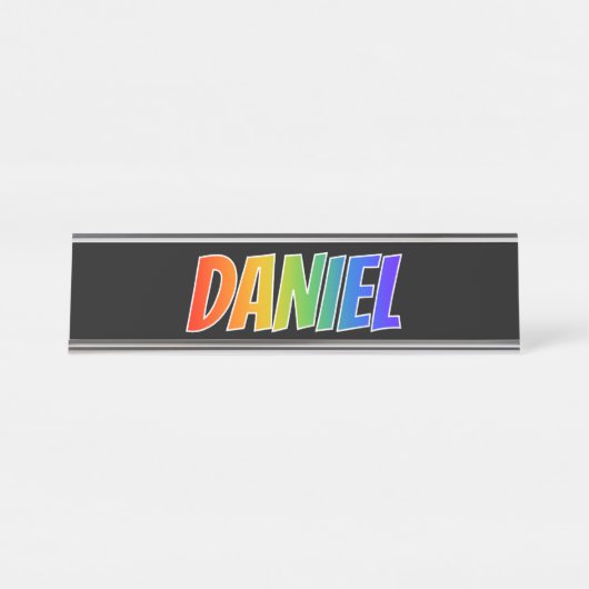 Vorname "DANIEL": Spaß-Regenbogen-Farbton Schreibtischnamensplakette (Vorderseite )