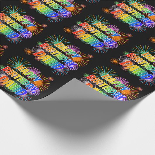 Vorname "DAVID", Spaß "GLÜCKLICHER BIRTHTAG" Geschenkpapier (Ecke)