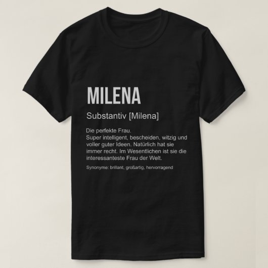 Vorname Definition Witziger Name Geschenk Milena T T-Shirt (Design vorne)