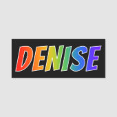 Vorname "DENISE": Spaß-Regenbogen-Farbton Namensschild (Vorderseite)
