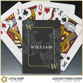 Vorname der eleganten Black Gold Paisley Monogram Spielkarten