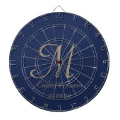 Vorname der eleganten Marine & Gold Monogram Dartscheibe (vorne)