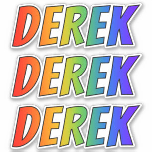 Vorname "DEREK" mit Spaß-Regenbogen-Farbton Aufkleber