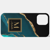 Vorname des eleganten Aquamarin Black Gold Monogra Case-Mate iPhone Hülle (Hinten (horizontal))
