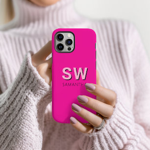 Vorname des modernen hellrosa Monogramms iPhone 16 Hülle