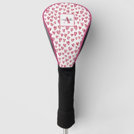 Vorname des rosa Heftmonogramms Golf Headcover (Vorderseite)