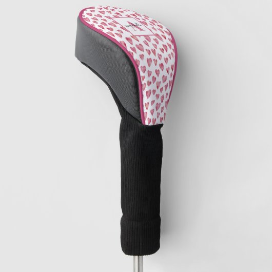 Vorname des rosa Heftmonogramms Golf Headcover (angewinkelt)