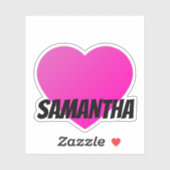 Vorname des rosa Herzens mit schwarzer Textaufkleb Aufkleber (Blatt)