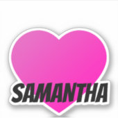 Vorname des rosa Herzens mit schwarzer Textaufkleb Aufkleber (Vorderseite)