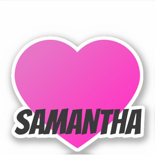 Vorname des rosa Herzens mit schwarzer Textaufkleb Aufkleber (Vorderseite)