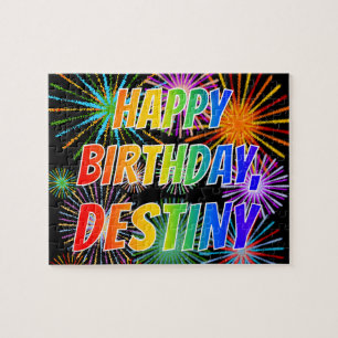 Vorname "DESTINY", Spaß "GLÜCKLICHER GEBURTSTAG" Puzzle