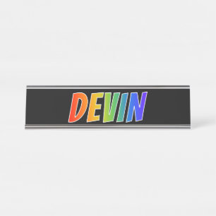 Vorname "DEVIN": Fun Rainbow Coloring Schreibtischnamensplakette