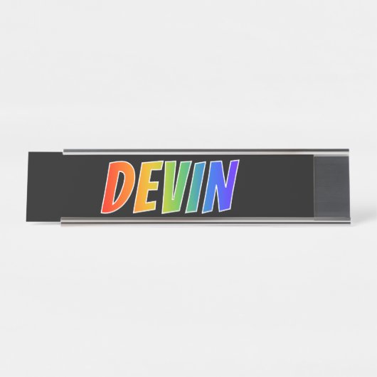 Vorname "DEVIN": Fun Rainbow Coloring Schreibtischnamensplakette (Vorderseite )