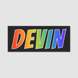 Vorname "DEVIN": Spaß-Regenbogen-Farbton Namensschild