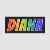 Vorname "DIANA": Spaß-Regenbogen-Farbton Namensschild (Vorderseite)