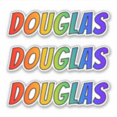 Vorname "DOUGLAS" mit/ Fun Rainbow Coloring Aufkleber (Vorderseite)