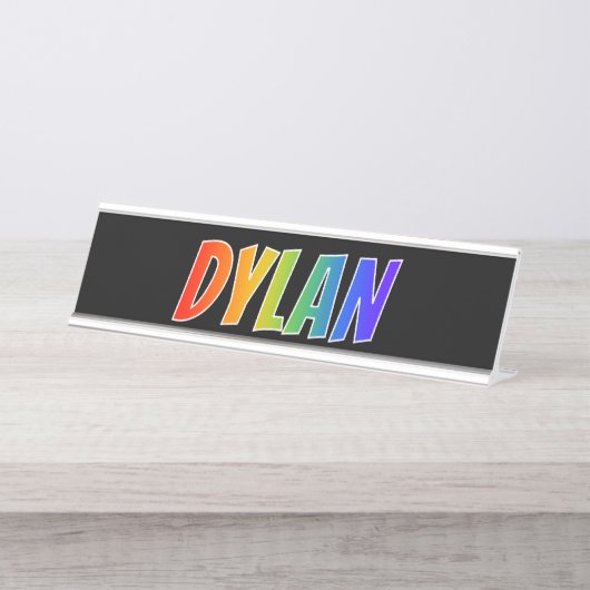 Vorname "DYLAN": Spaß-Regenbogen-Farbton Schreibtischnamensplakette (Vorderseite )