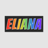 Vorname "ELIANA": Spaß-Regenbogen-Farbton Namensschild (Vorderseite)