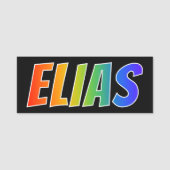 Vorname "ELIAS": Spaß-Regenbogen-Farbton Namensschild (Vorderseite)