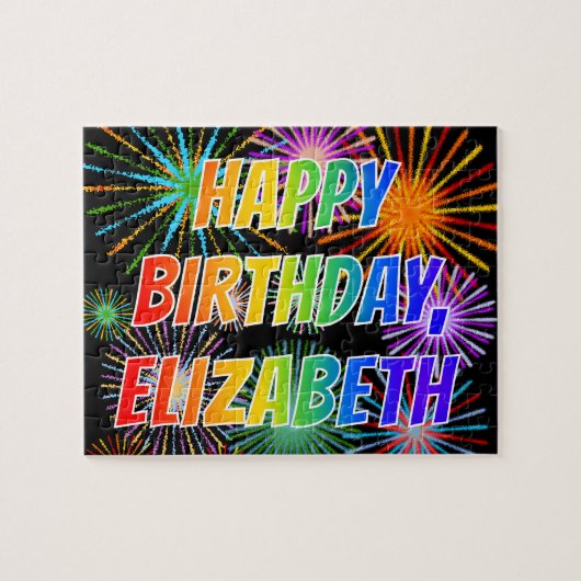 Vorname "ELIZABETH", Fun "HAPPY BIRTHDAY" Puzzle (Horizontal)