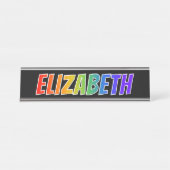 Vorname "ELIZABETH": Fun Rainbow Coloring Schreibtischnamensplakette (Vorderseite )