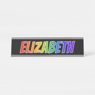 Vorname "ELIZABETH": Fun Rainbow Coloring Schreibtischnamensplakette