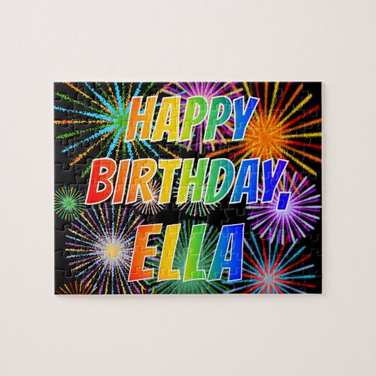Vorname "ELLA", Spaß "GLÜCKLICHER GEBURTSTAG" Puzzle (Horizontal)