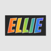 Vorname "ELLIE": Spaß-Regenbogen-Farbton Namensschild (Vorderseite)
