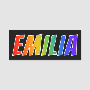 Vorname "EMILIA": Spaß-Regenbogen-Farbton Namensschild