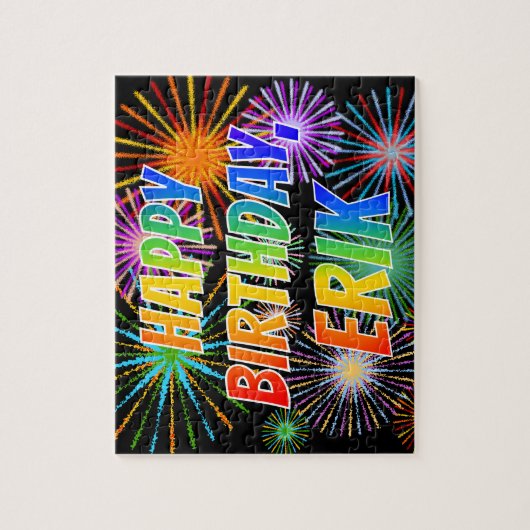 Vorname "ERIK", Fun "HAPPY BIRTHDAY" Puzzle (Vertikal)