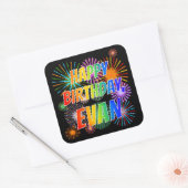 Vorname "EVAN", Fun "GLÜCK BIRTHTAG" Quadratischer Aufkleber (Umschlag)