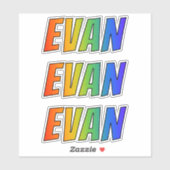 Vorname "EVAN" mit/ Fun Rainbow Coloring Aufkleber (Blatt)