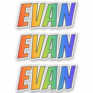 Vorname "EVAN" mit/ Fun Rainbow Coloring Aufkleber