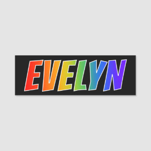 Vorname "EVELYN": Fun-Regenbogenfarben Namensschild