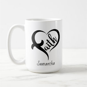 Vorname   Faith Inspiration Black Typografy Kaffeetasse