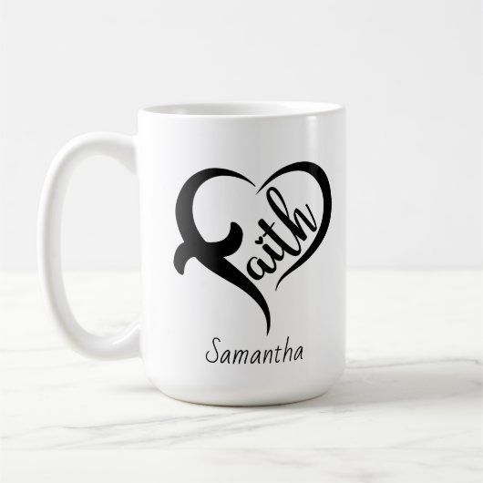 Vorname | Faith Inspiration Black Typografy Kaffeetasse (Links)