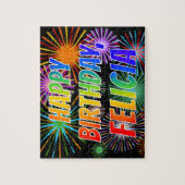 Vorname "FELICIA", Fun "HAPPY BIRTHDAY" Puzzle (Vertikal)