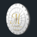 Vorname für das elegante White Gold Monogram Dartscheibe<br><div class="desc">Elegantes Monogramm mit Anfangsname Custom Dart Board</div>