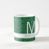 Vorname für das Monogramm eines grünen Glitzer Kaffeetasse (VorderseiteRechts)