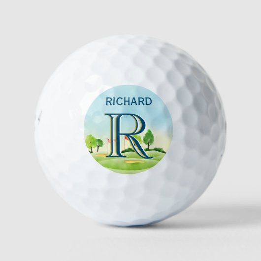Vorname für den Landschaftlichen Monogramm-Kurs Golfball (Vorderseite)