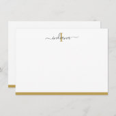 Vorname für Elegant Gold Gray Script Monogram Mitteilungskarte (Vorne/Hinten)