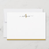 Vorname für Elegant Gold Gray Script Monogram Mitteilungskarte (Vorderseite)