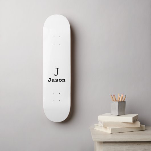 Vorname für Elegant Monogram Personalisiert Skateboard (Wandkunst)