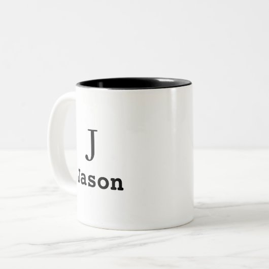 Vorname für Elegant Monogram Personalisiert Zweifarbige Tasse (Vorderseite Links)