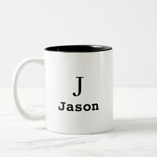 Vorname für Elegant Monogram Personalisiert Zweifarbige Tasse (Links)