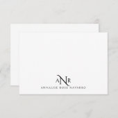 Vorname für elegant Monogramm 3 Mitteilungskarte (Vorne/Hinten)