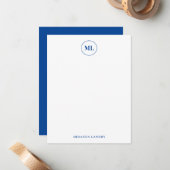 Vorname für Elegant Navy Blue Circle Monogram Mitteilungskarte (Vorderseite/Rückseite Beispiel)