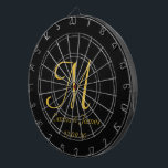 Vorname für elegante Black Gold Monogram Dartscheibe<br><div class="desc">Elegantes Black and Gold Monogram,  Initial Name Custom Dart Board</div>