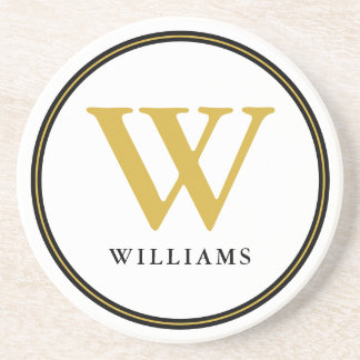 Vorname für elegante Schwarz-Gold-Monogramm Getränkeuntersetzer