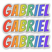 Vorname "GABRIEL" mit/ Fun Rainbow Coloring Aufkleber (Vorderseite)